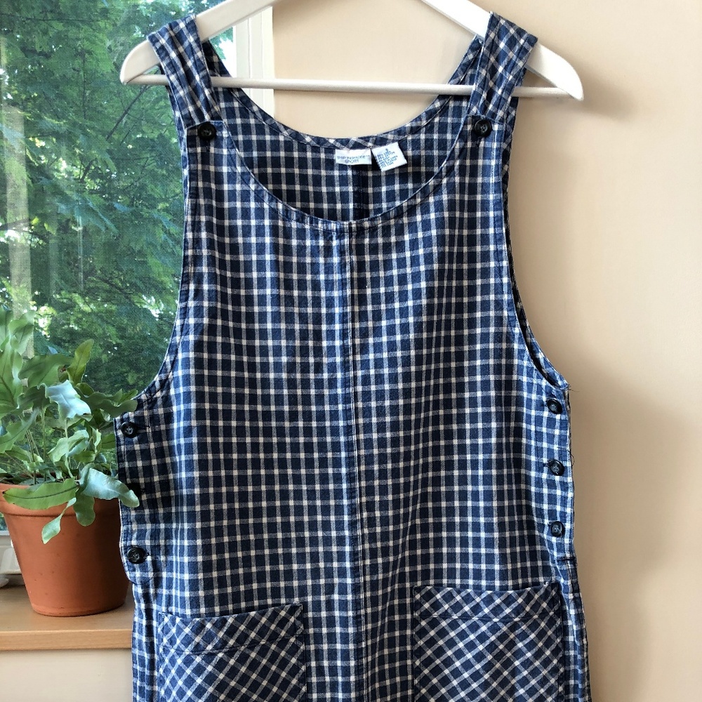 Vintage Linen Blue & White Checked Dress